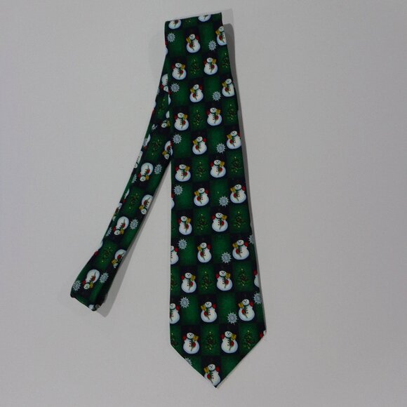 Yule TIE Greetings Men Snowman Christmas‎ Tree Candy Cane Snow Flake Holiday Tie - Picture 1 of 7